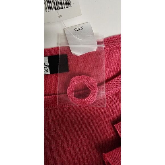SAKS FIFTH AVENUE 3/4 Sleeve Cashmere Hot Pink Silk Comfy Sweater Size Medium - Picture 10 of 10
